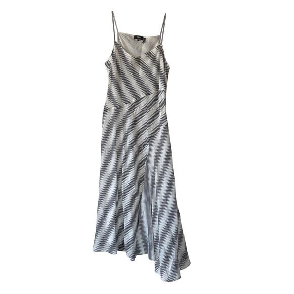 Theory Women's Size 8 Black & White Spaghetti Strap Striped Summer Athens Dress - Picture 3 of 12